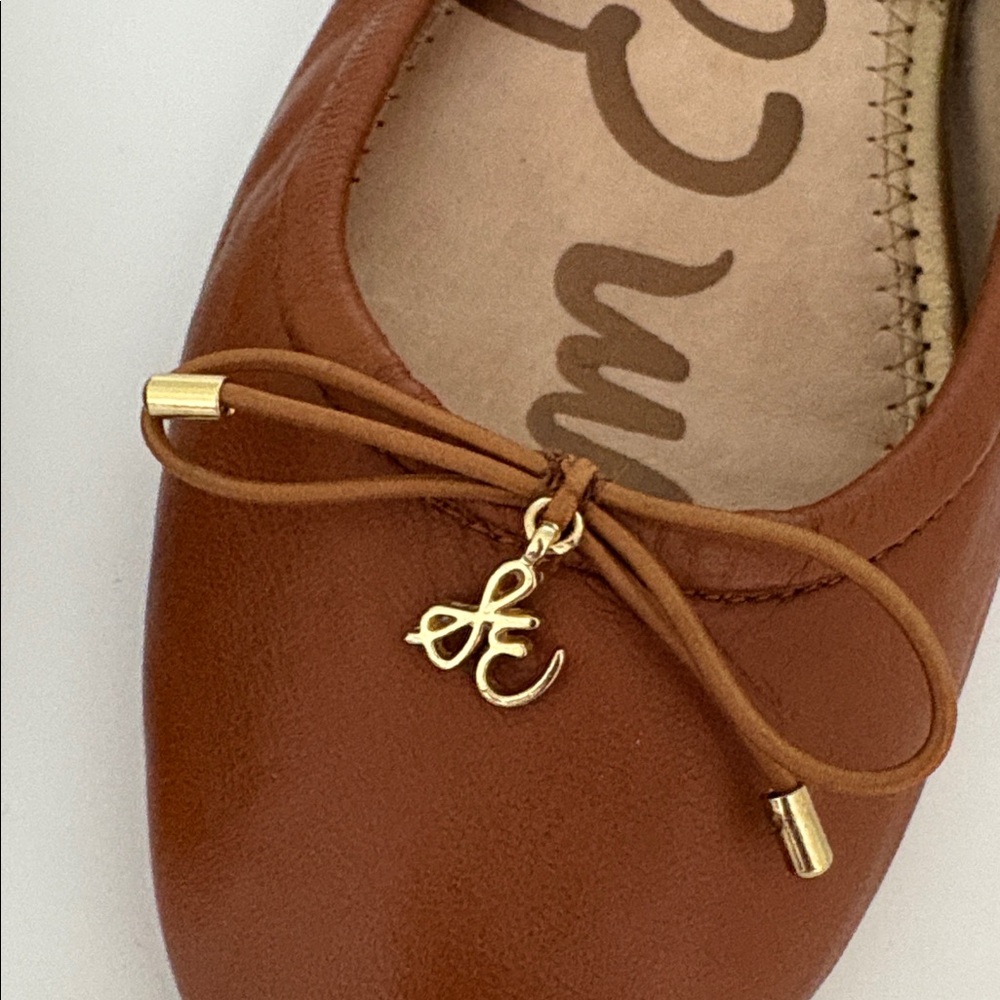 EUC Sam Edelman Tan Leather ballet Flats with Bow 7.5 - Picture 10 of 11